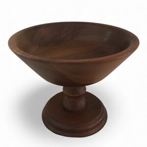 Quality Heirloom Walnut Footed Pedestal Mid Century Wooden Bowl Vintage